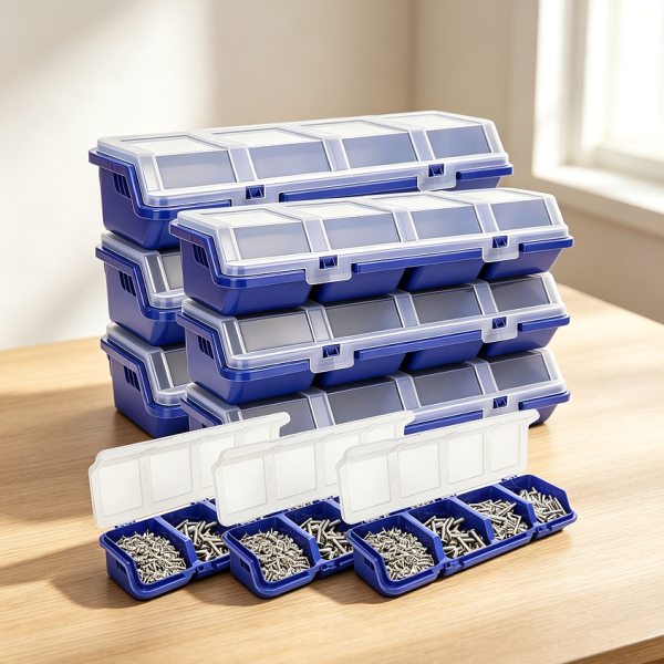 6-Pack 4-Compartment Screw Organiser Storage Bins