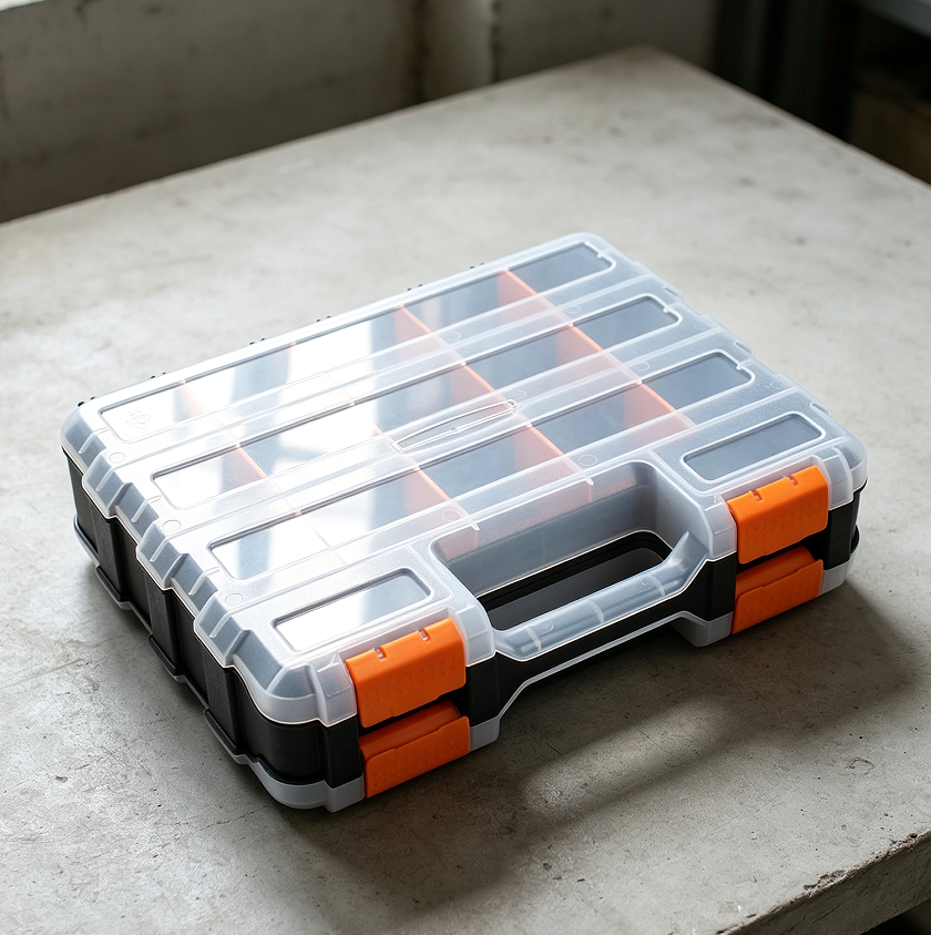 19 Double-Sided Plastic Tool Box with Removable Dividers - Image 1