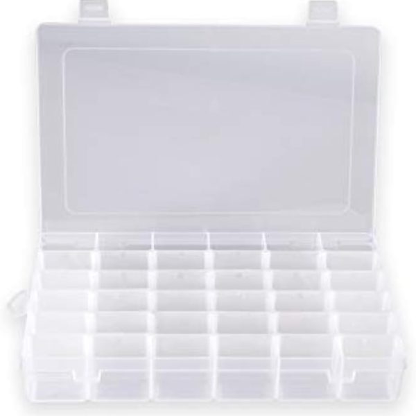 36-Compartment Plastic Organiser with Adjustable Dividers