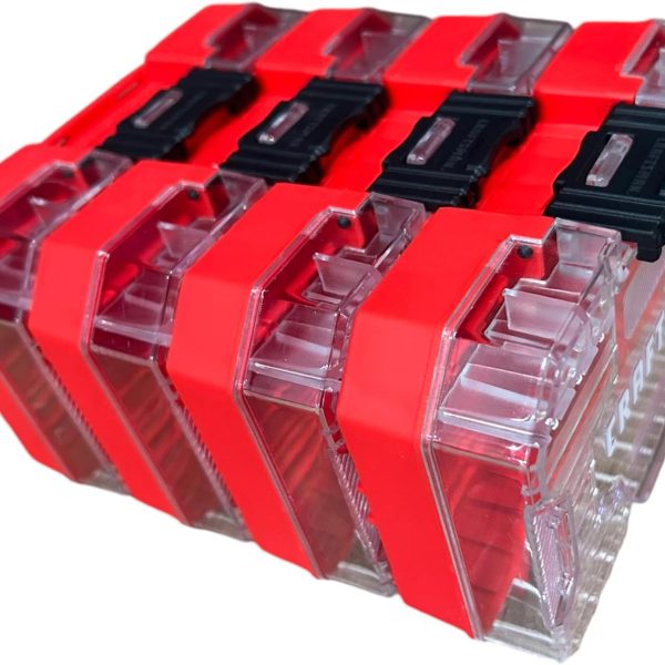 4-Pack Stackable Plastic Storage Cases with Latches